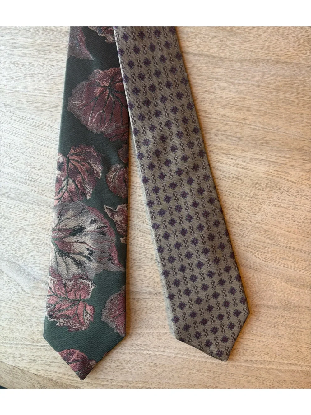 Vintage 2 Tie Bundle - Roland Charles Mathias Inc. Pattern Botanical Classic